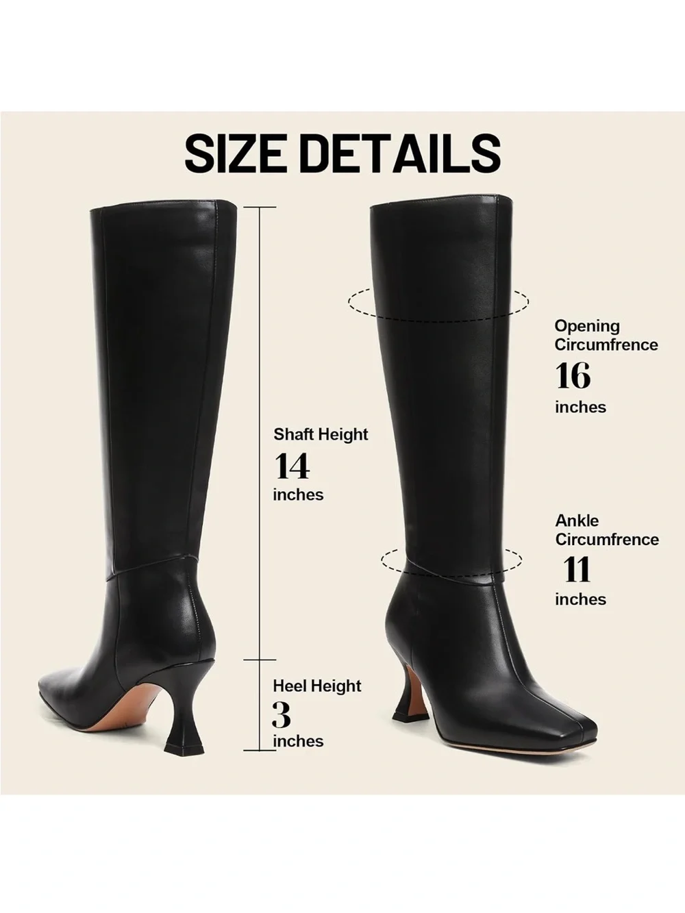 Vomira Women's Black Knee-High Leather Boot